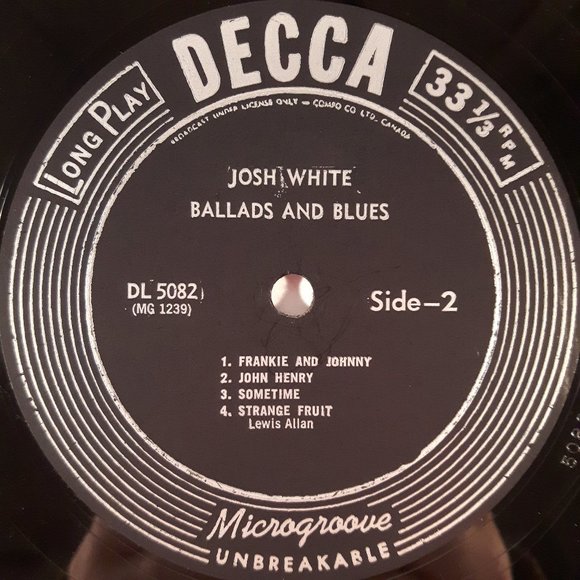 Josh White - Ballads And Blues - 10 Inch Vinyl LP Record - Picture 4 of 4